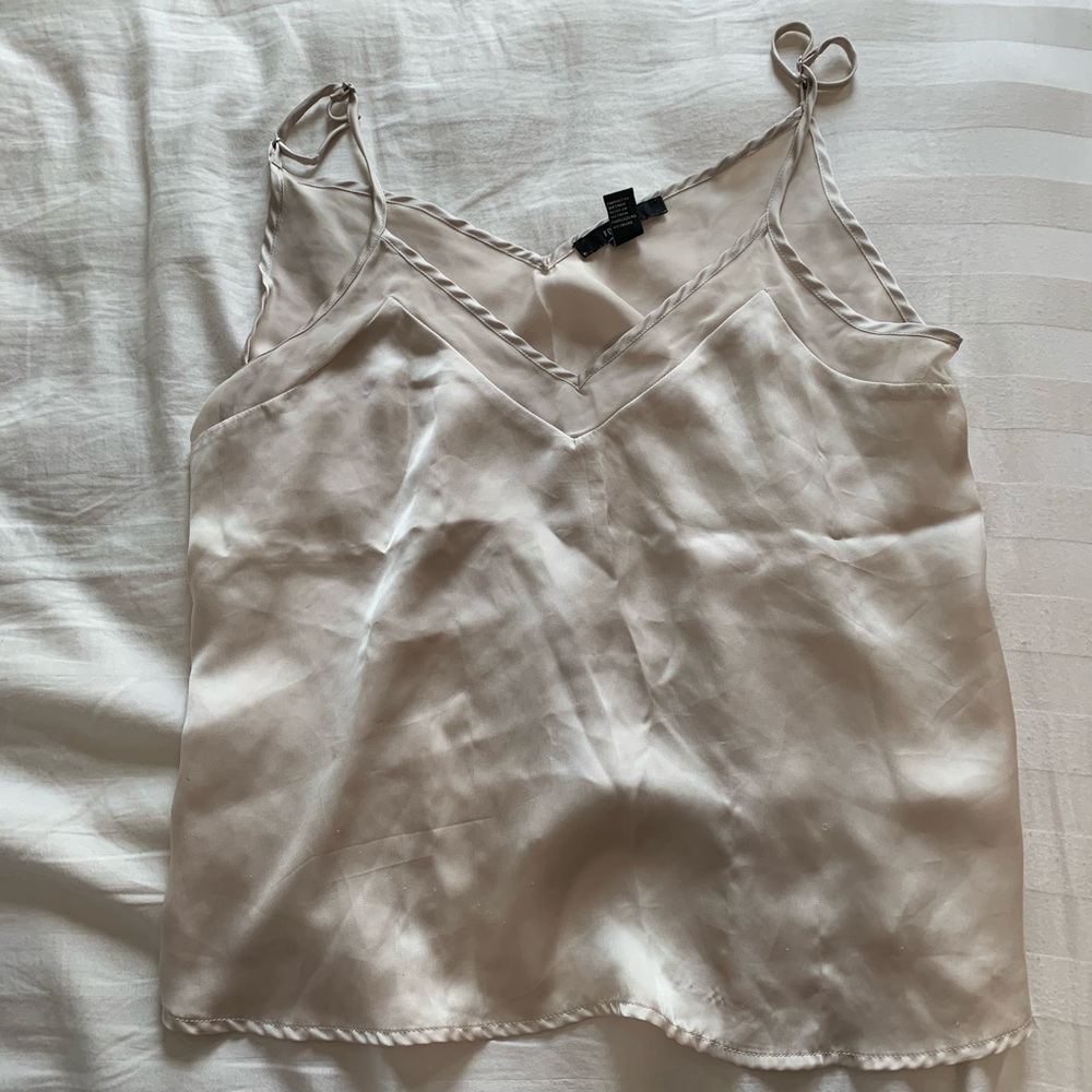 satin-y tank top with mesh detail